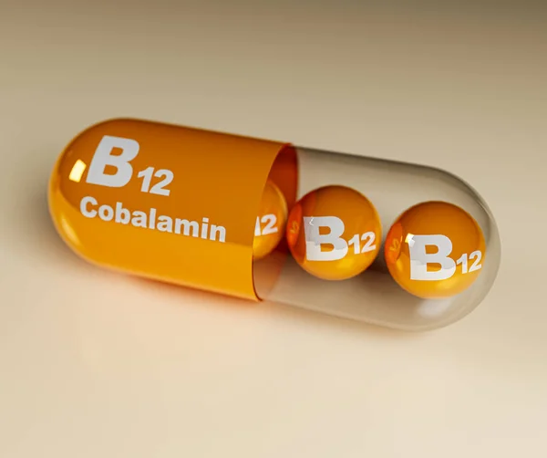 Vitamin B12 Vitamin B12 Text Globules Illustration — ストック写真