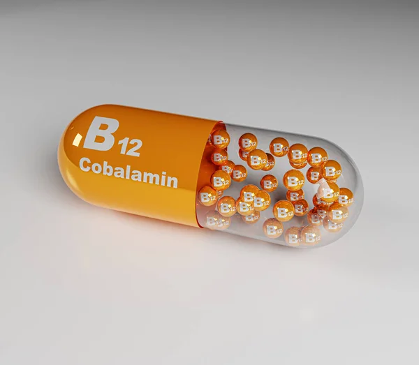 Vitamin B12 B12 Text Globules Cobalamin White Background Illustration — ストック写真