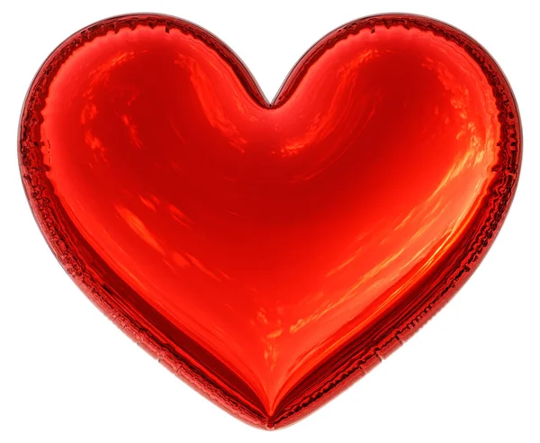 Metallic Red Heart Balloon Object Birthday Party Valentines Day Isolated — Fotografia de Stock