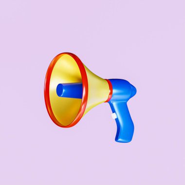 Megaphone with soft purple background.