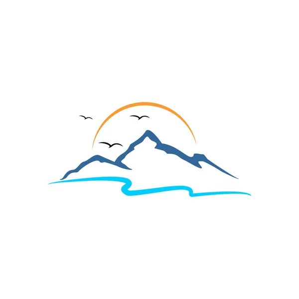 Berg Und See Logo Vektor Vorlage — Stockvektor