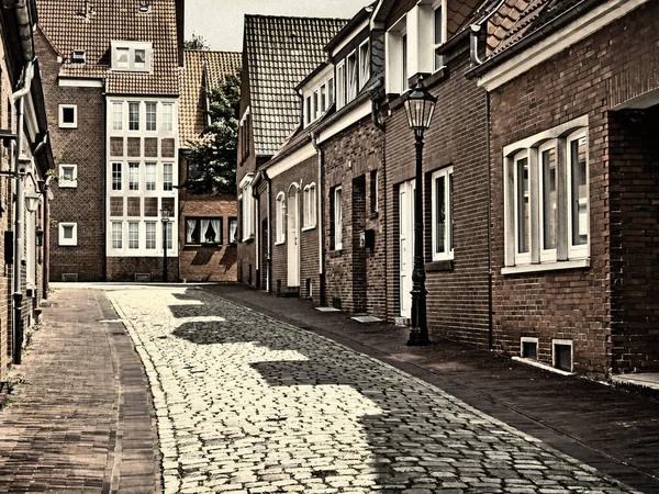 Ulice Cihlovými Domy Starém Městě Východního Fríského Města Emden Německo — Stock fotografie
