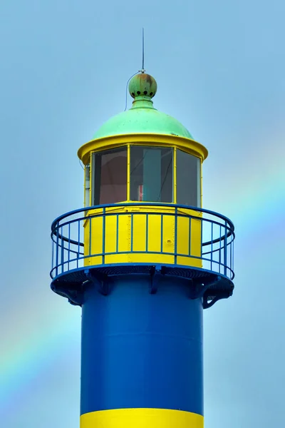 Lighthouse Port City Eckernfoerde Schleswig Holstein Front Rainbow Sky — Photo