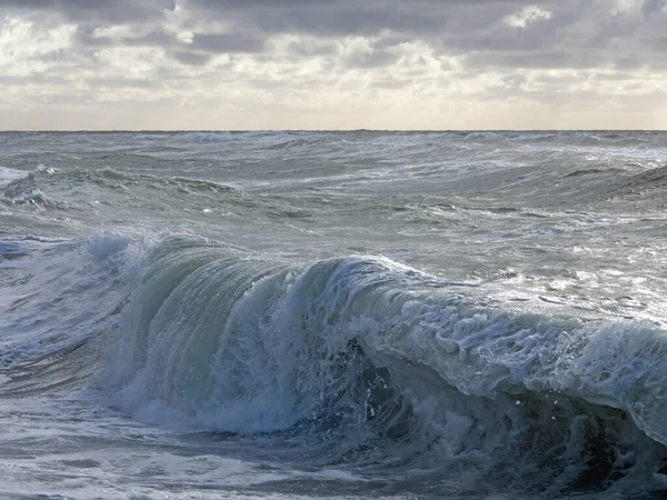 Ondas Inchaço Durante Tempestade Mar Norte Largo Costa Dinamarquesa — Fotografia de Stock