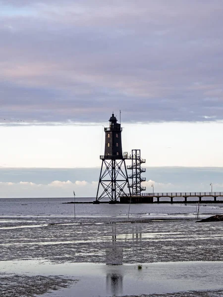 Faro Obereversand Baja Sajonia Mar Wadden Frente Dorum Neufeld Alemania — Foto de Stock