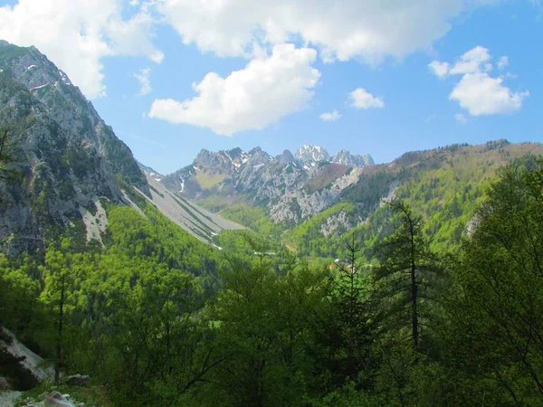 Vista Das Montanhas Acima Passo Ljubelj Nas Montanhas Karavanke Região — Fotografia de Stock