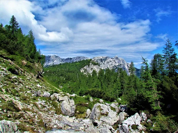 Άποψη Των Βουνών Στις Ιουλιανές Άλπεις Στην Περιοχή Slemenova Spica — Φωτογραφία Αρχείου