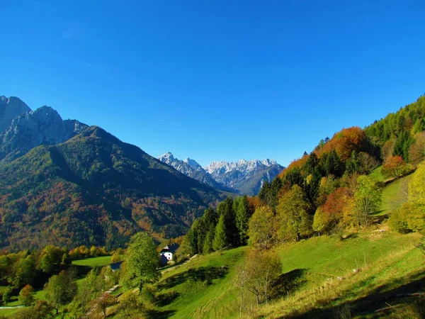 Vista Panorâmica Das Montanhas Acima Kranjska Gora Região Gorenjska Eslovénia — Fotografia de Stock