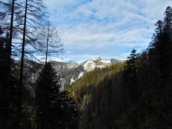 Scenic View Peak Ljubelj Pass Karavanke Mountains Slovenia Winter Clouds — Stockfoto