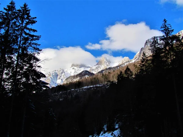 Vue Panoramique Sur Les Montagnes Ensoleillées Stenar Kriz Hiver Élevant — Photo