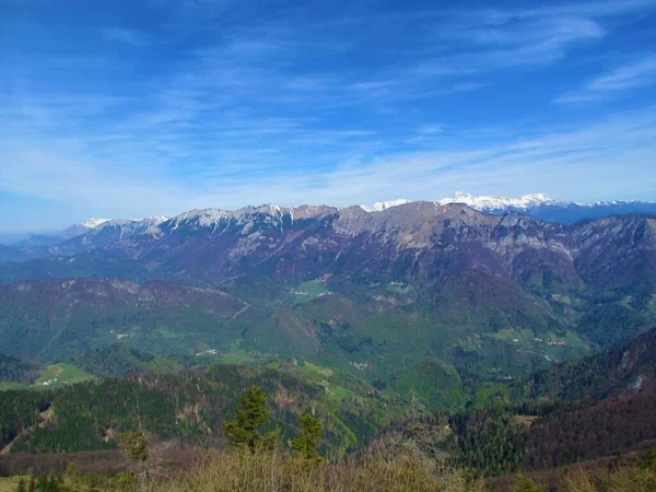 Vue Sur Vallée Baska Grapa Slovénie Les Montagnes Des Alpes — Photo