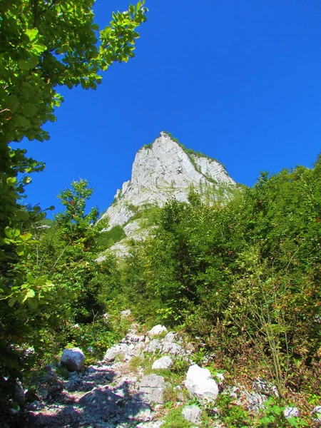 Blick Auf Den Scharf Aussehenden Gipfel Des Berges Dolkova Spica — Stockfoto