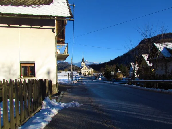 Widok Kościół Parafialny Małgorzata Bohinjska Bela Koło Bled Regionie Gorenjska — Zdjęcie stockowe