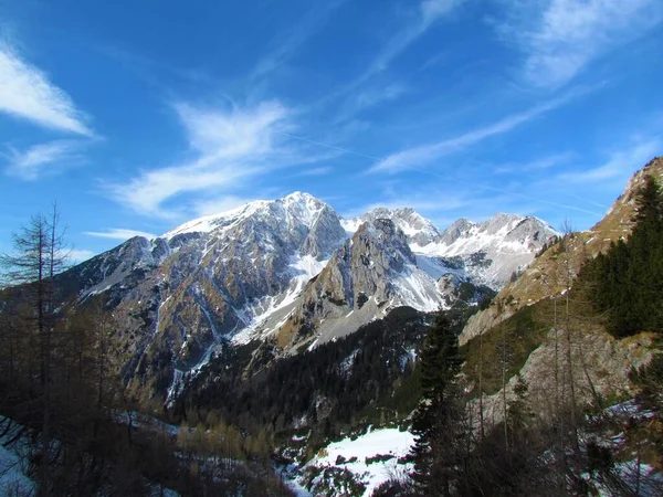 Vista Invierno Las Montañas Stol Karavanke Montañas Región Gorenjska Eslovenia — Foto de Stock