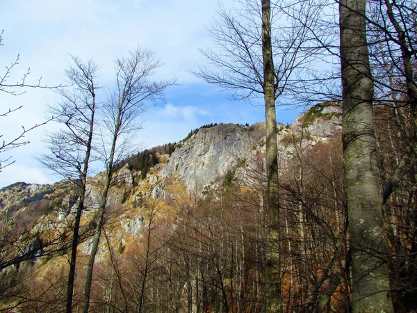 Круті Кам Яні Трави Вкривали Схили Під Плато Великих Пасовищ — стокове фото