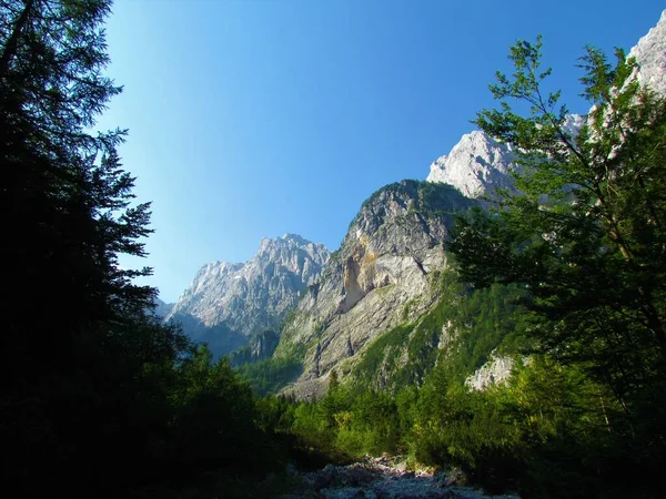 Pemandangan Puncak Gunung Alpen Julian Dan Taman Nasional Triglav Slovenia — Stok Foto