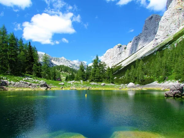 Scenic Green Blue Colored Double Lake Triglav Lakes Valley Julian — Stok Foto