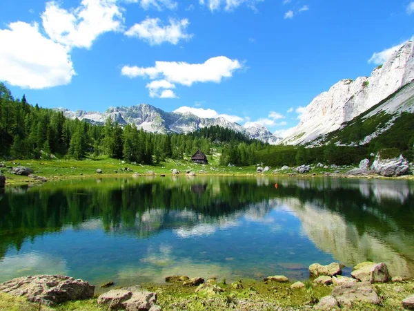 Dvojité Jezero Údolí Triglavských Jezer Juliánských Alpách Triglavském Národním Parku — Stock fotografie
