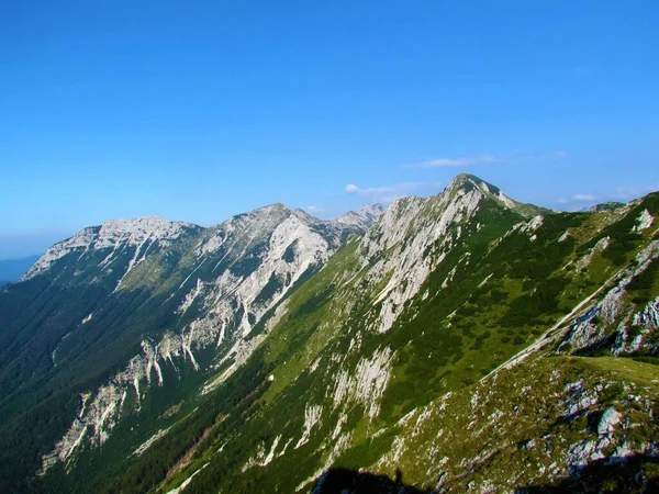 Pohled Hory Vogel Juliánských Alpách Triglavském Národním Parku Slovinsko — Stock fotografie