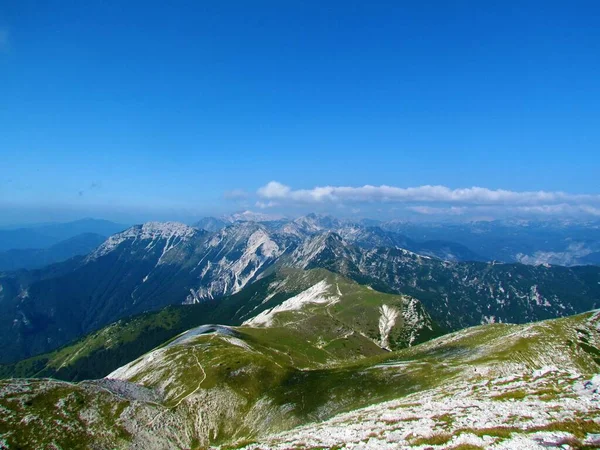 Άποψη Του Βουνού Vogel Και Άλλων Κορυφών Julian Άλπεις Και — Φωτογραφία Αρχείου