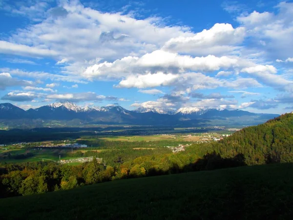 View Gorenjska Kranjsko Polje Slovenia Kamnik Savinja Alps Beautiful Clouds — Stock Photo, Image