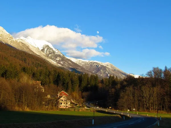 Uitzicht Besneeuwde Toppen Kamnik Savinja Alpen Gorenjska Slovenië Een Groep — Stockfoto