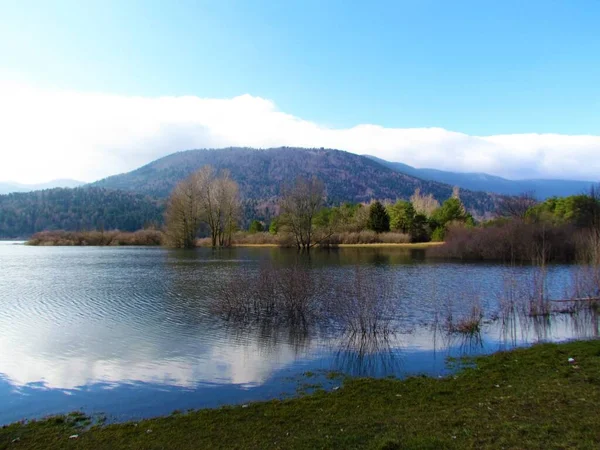 Красивый Вид Озеро Cerknica Cerknisko Jezero Нотраньской Области Словении Голубым — стоковое фото