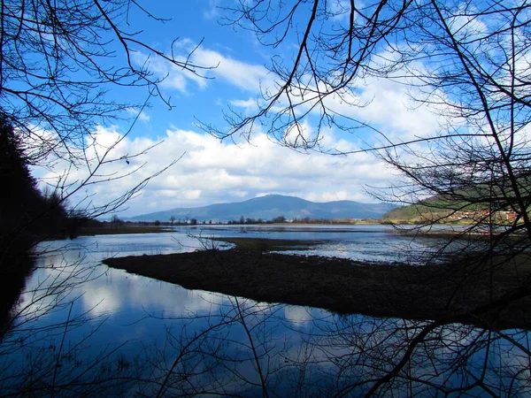 Vista Panorámica Del Hermoso Lago Cerknica Cerknisko Jezero Región Notranjska — Foto de Stock
