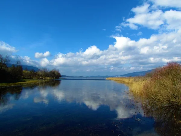 Vista Panorámica Del Hermoso Lago Cerknica Cerknisko Jezero Región Notranjska — Foto de Stock