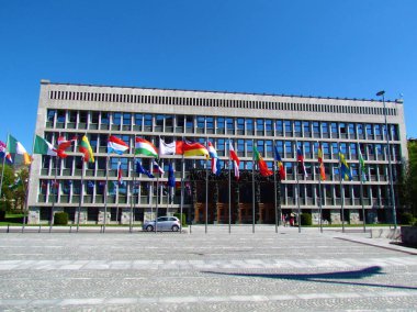 Ljubljana, Slovenya - 10 Mayıs 2021: Slovenya ve Cumhuriyet Meydanı Ulusal Meclisi, Ljubljana
