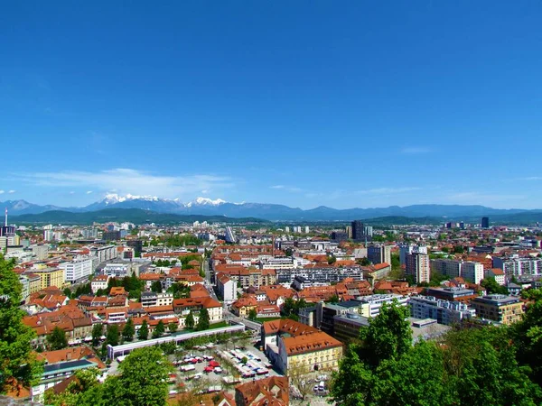 Scénický Pohled Hlavní Město Lublaně Slovinska Smarna Gora Kamnik Savinja — Stock fotografie
