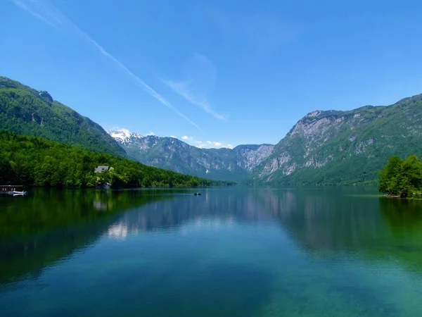 Vista Panoramica Del Lago Bohinj Gorenjska Slovenia Nelle Alpi Giulie — Foto Stock