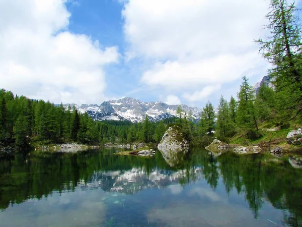 Krásné Dvojité Jezero Údolí Triglavských Jezer Národním Parku Triglav Juliánské — Stock fotografie