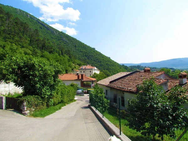 Straße Die Durch Die Stadt Vipava Littoral Slowenien Führt Unter — Stockfoto