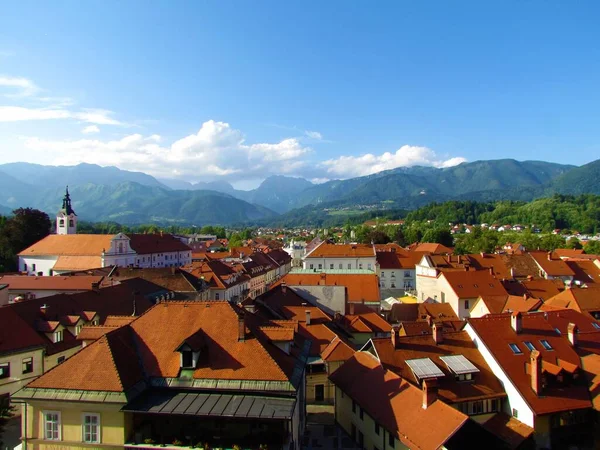 Vue Panoramique Ville Kamnik Gorenjska Slovénie Avec Kamnik Savinja Alpes — Photo