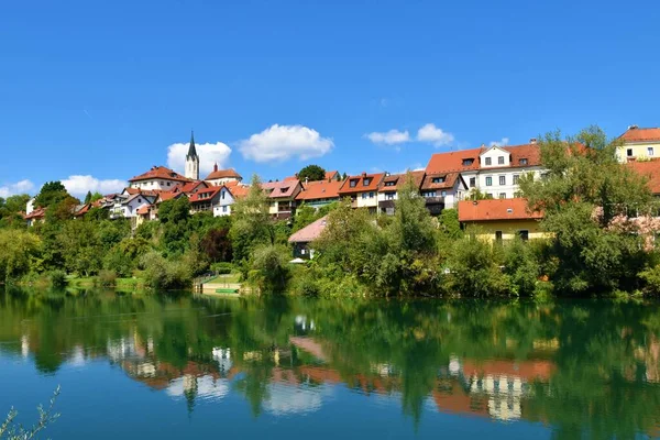 Vue Vieille Ville Novo Mesto Dolenjska Slovénie Avec Reflet Des — Photo