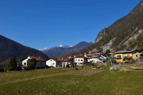 View Village Modrej Most Soci Municipality Tolmin Severna Primorska Slovenia — Stock Photo, Image