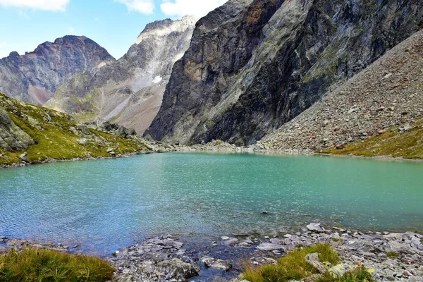 View Vordersee Alpine Mountain Lake Peak Georgskopf Mountain Gradental Valley — Foto de Stock