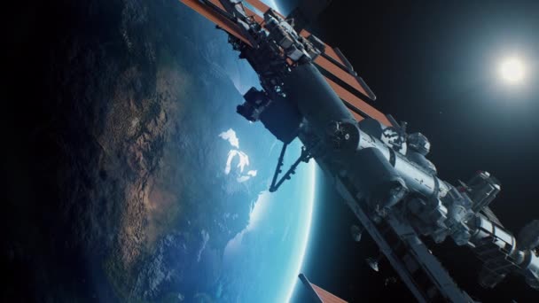 Satélite moderno voando sobre a Terra — Vídeo de Stock