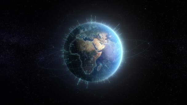 Red satelital moderna sobre la superficie de la Tierra — Vídeos de Stock