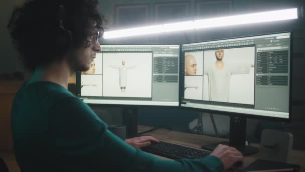 Designer 3D criando personagem de videogame — Vídeo de Stock