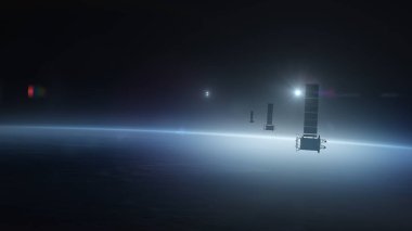 Dünya üzerinde uçan uyduların 3 boyutlu görüntüsü