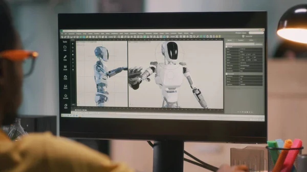 El hombre negro representación de vídeo de robot 3D — Foto de Stock