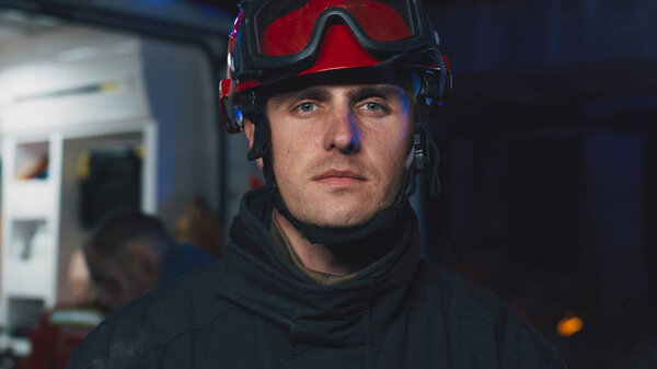 Male rescuer looking at camera during rescue mission