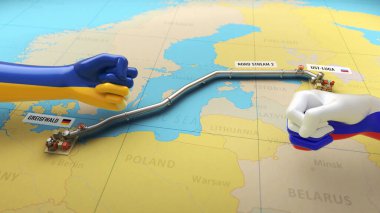 3D Render of Nord Stream 2 economic war clipart