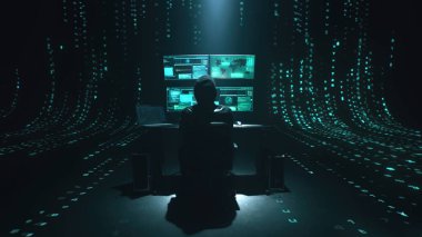 Karanlık uzayda yalnız bir hacker.