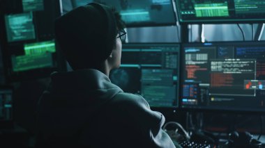 Geceleri siber suçlu hackleme veritabanı