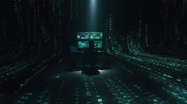 Karanlık uzayda yalnız bir hacker.