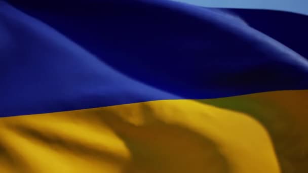 Ukrajinská vlajka proti obloze — Stock video