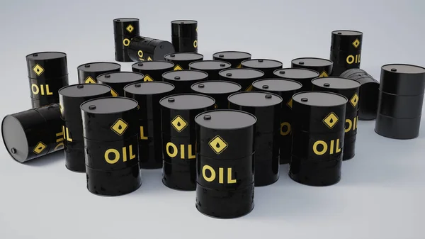 Ilustração de vários barris de petróleo — Fotografia de Stock